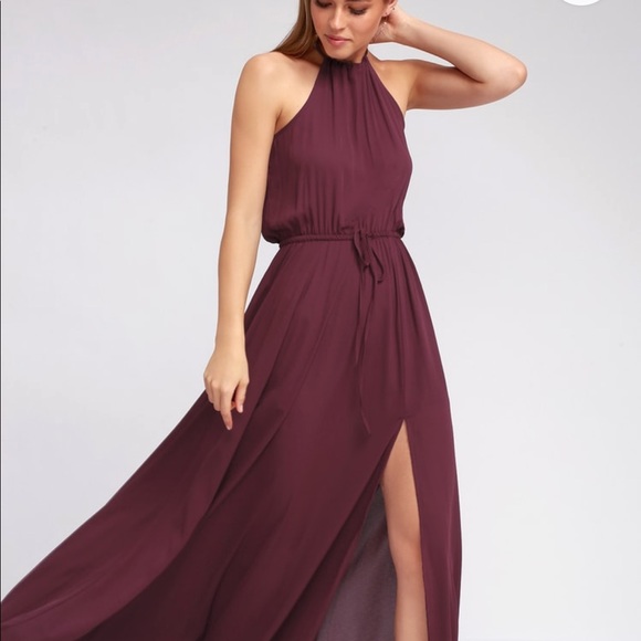 Lulu's Essence of Style Plum Purple Maxi Dress lrg - Picture 1 of 13